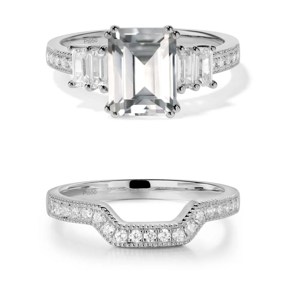 White Topaz Double Prong Engagement Ring - Image 15