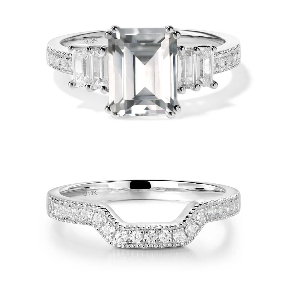 White Topaz Double Prong Engagement Ring - Image 19