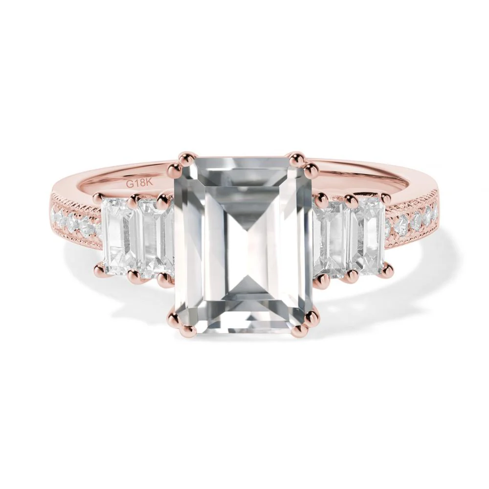 White Topaz Double Prong Engagement Ring - Image 2
