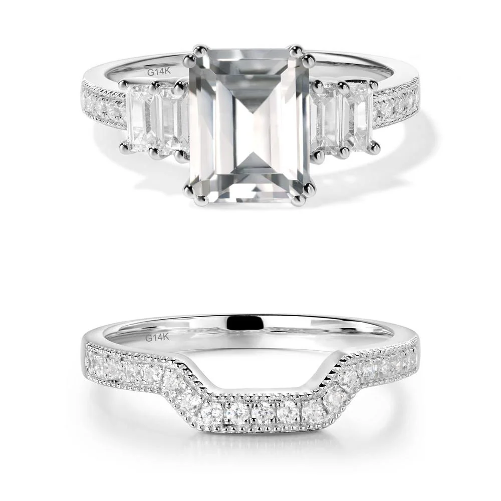 White Topaz Double Prong Engagement Ring - Image 25