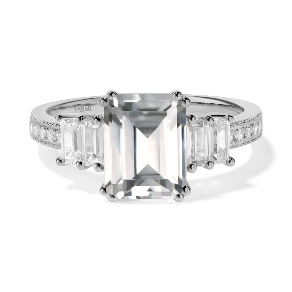White Topaz Double Prong Engagement Ring - Image 3