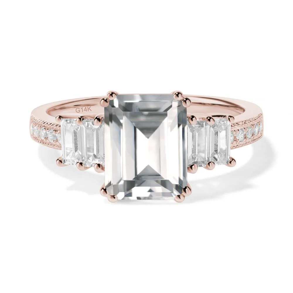 White Topaz Double Prong Engagement Ring - Image 7