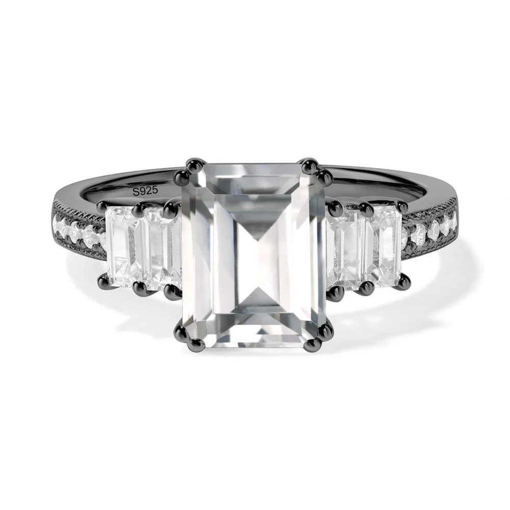 White Topaz Double Prong Engagement Ring - Image 9