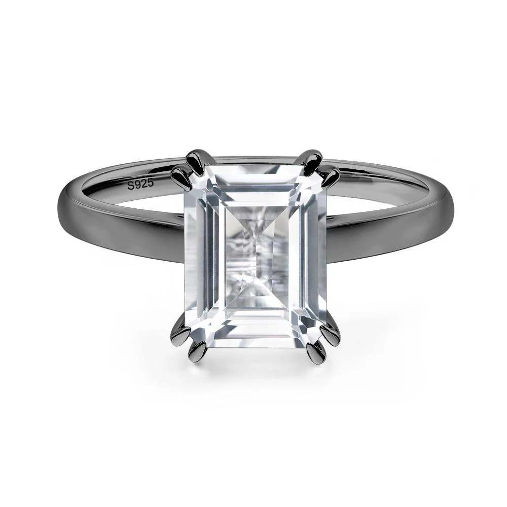 White Topaz Double Claw Prong Engagement Ring
