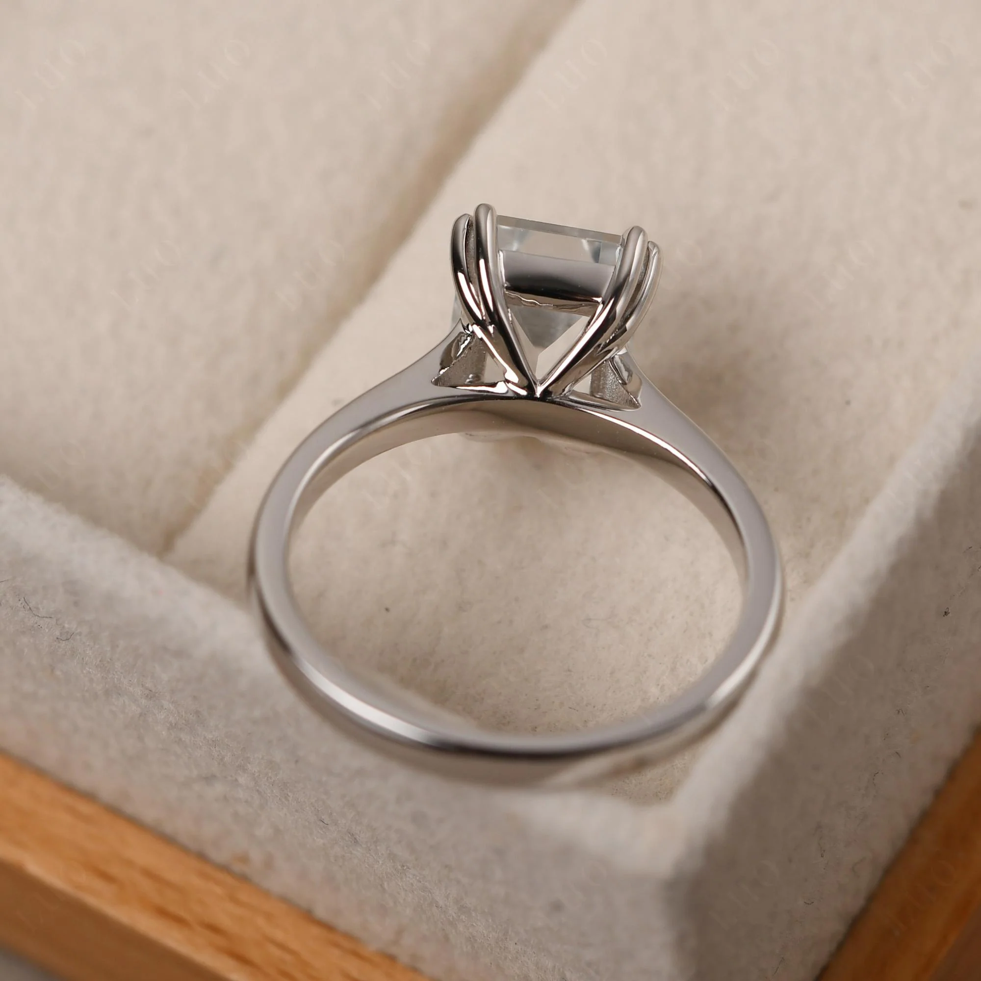 White Topaz Double Claw Prong Engagement Ring - Image 13