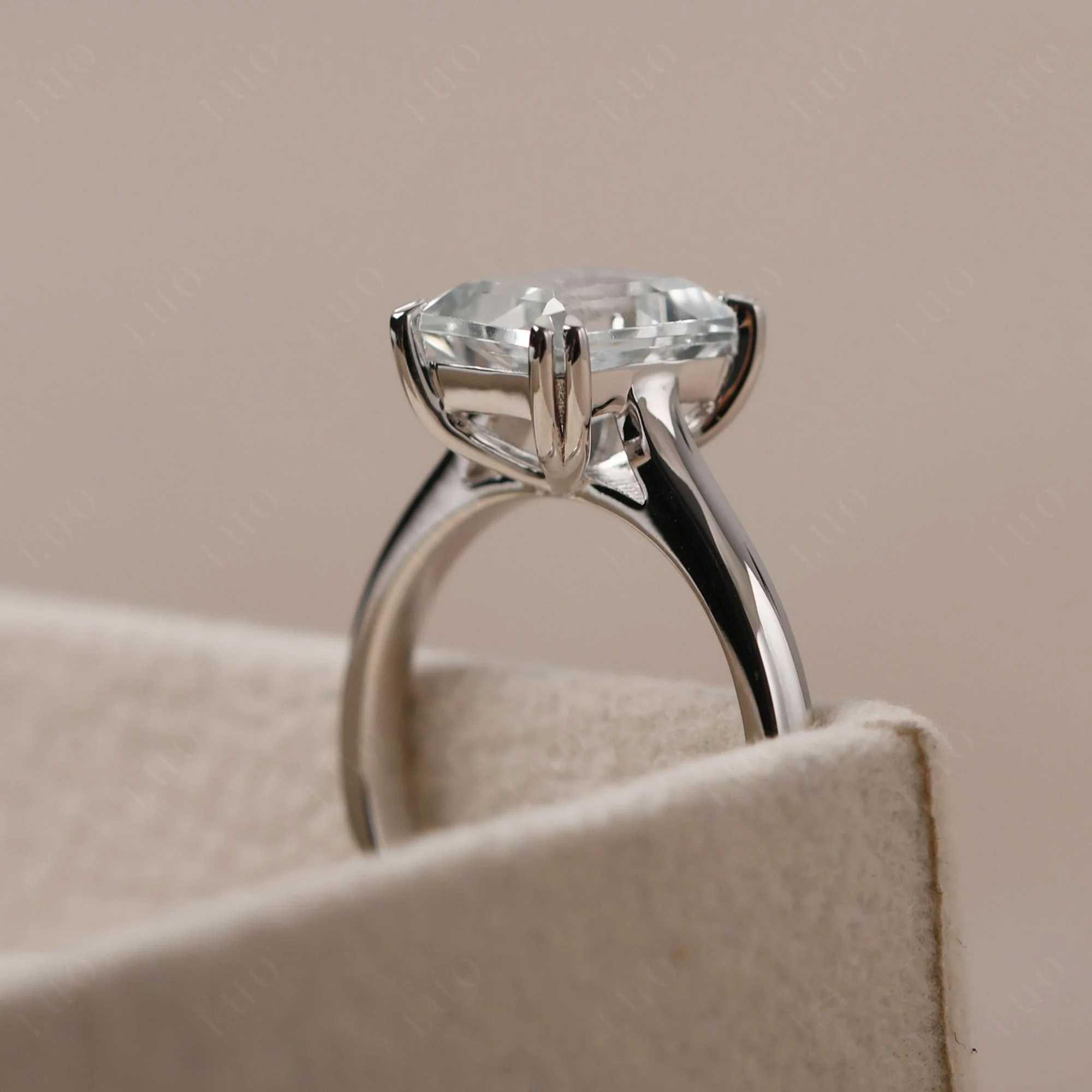 White Topaz Double Claw Prong Engagement Ring - Image 14