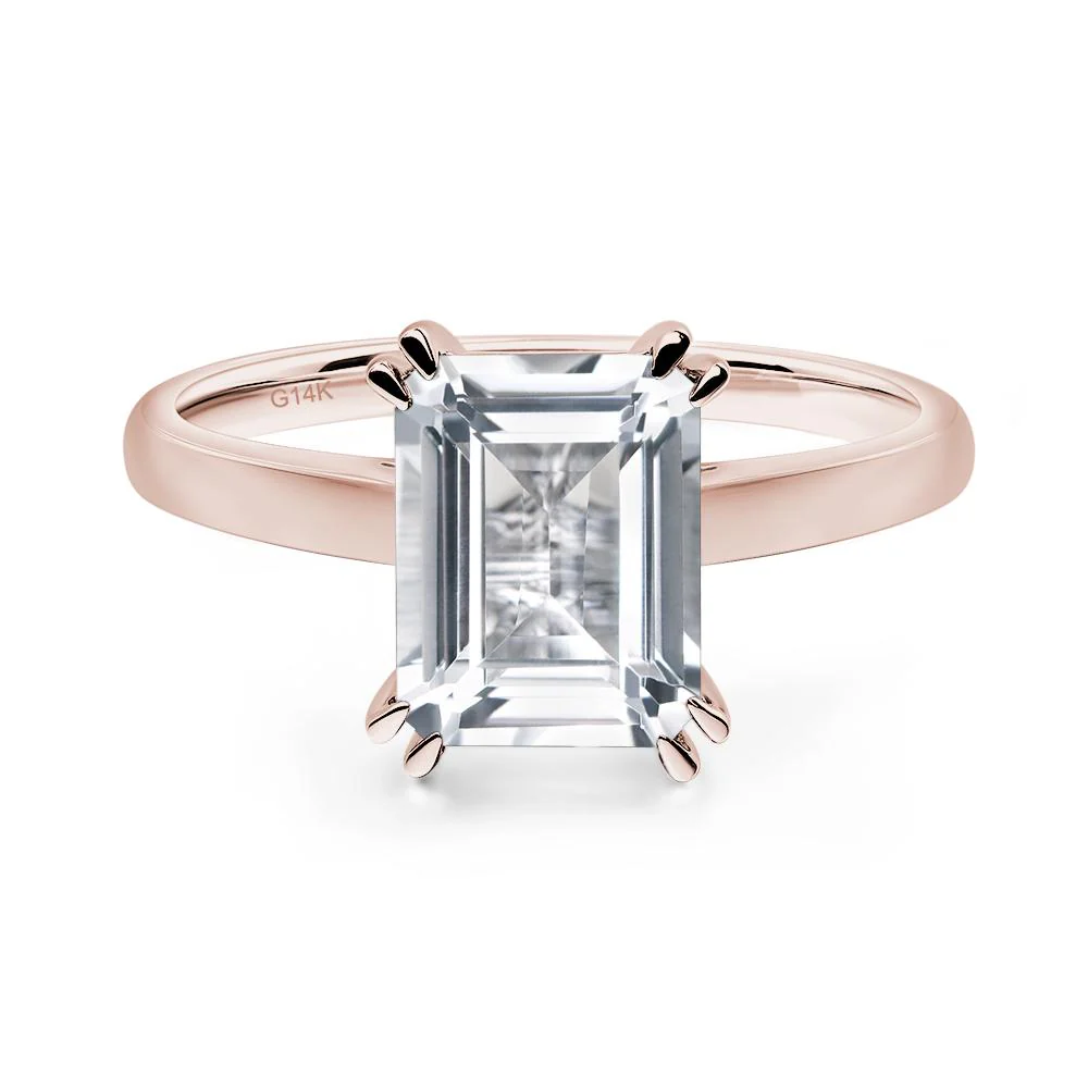 White Topaz Double Claw Prong Engagement Ring - Image 5