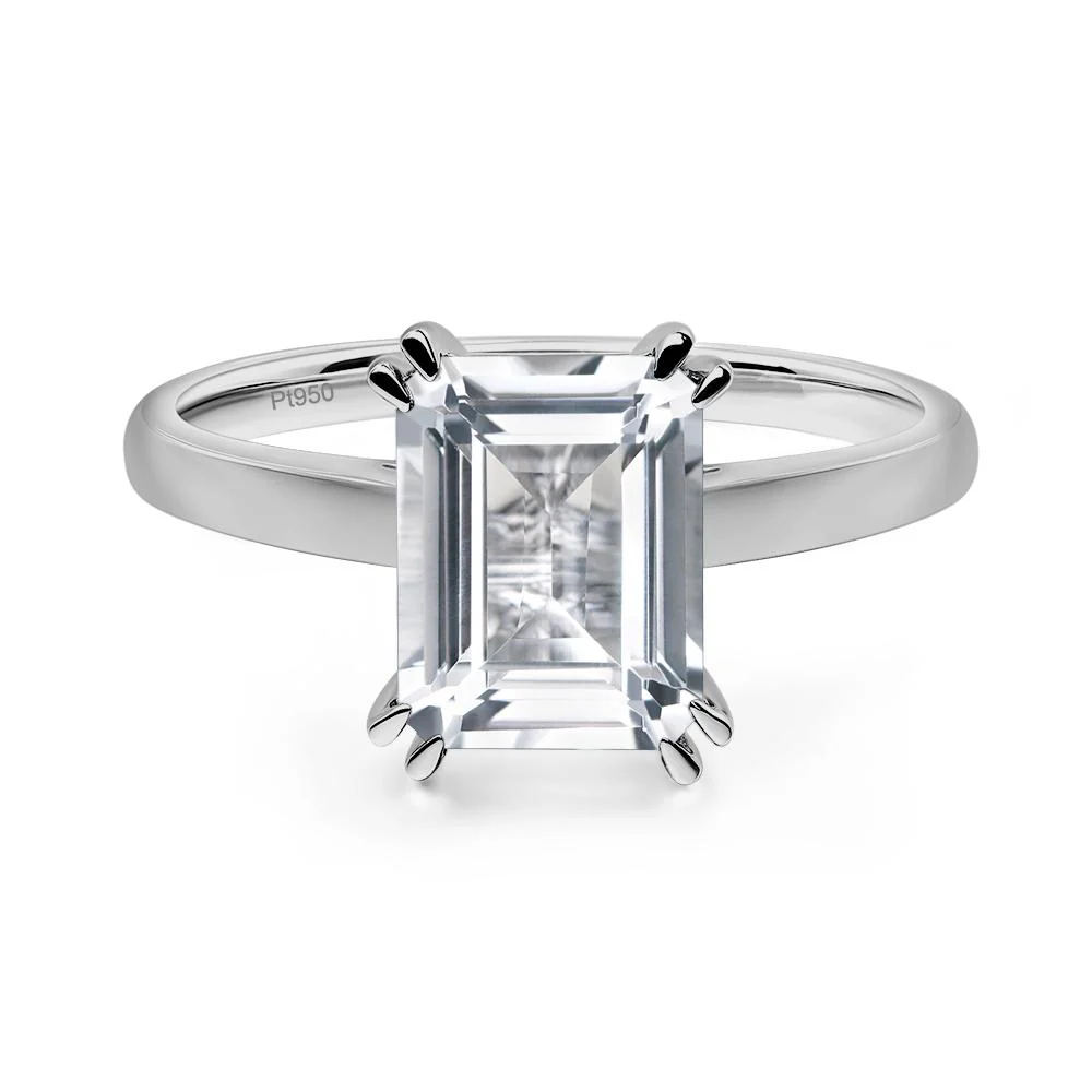 White Topaz Double Claw Prong Engagement Ring - Image 6