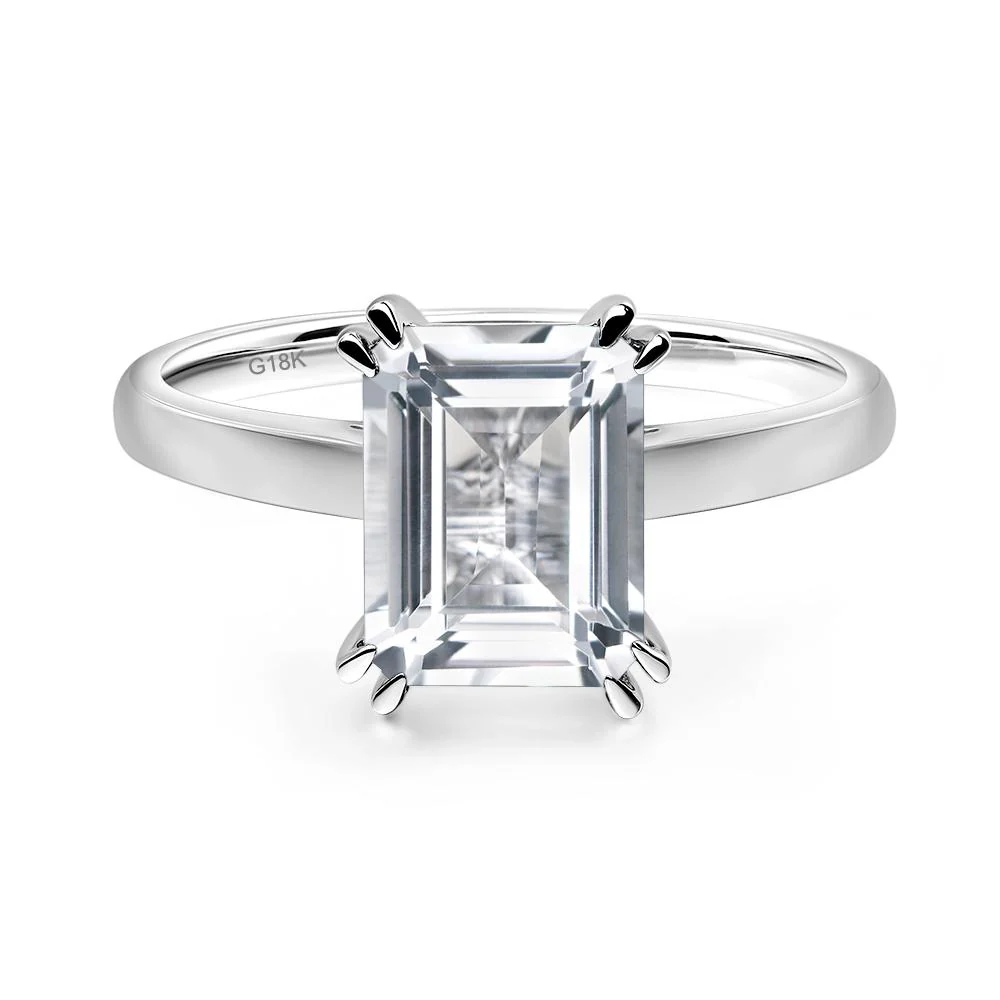 White Topaz Double Claw Prong Engagement Ring - Image 7