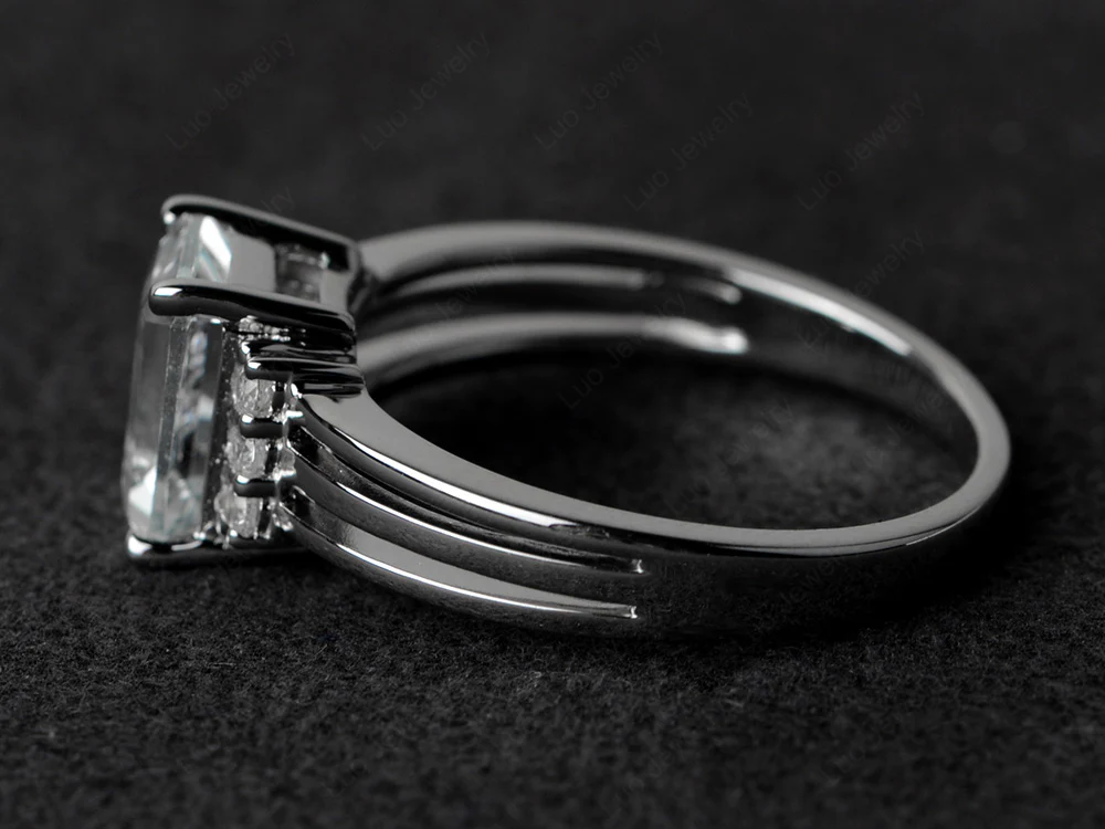 White Topaz Three Split Shank Ring - Image 2