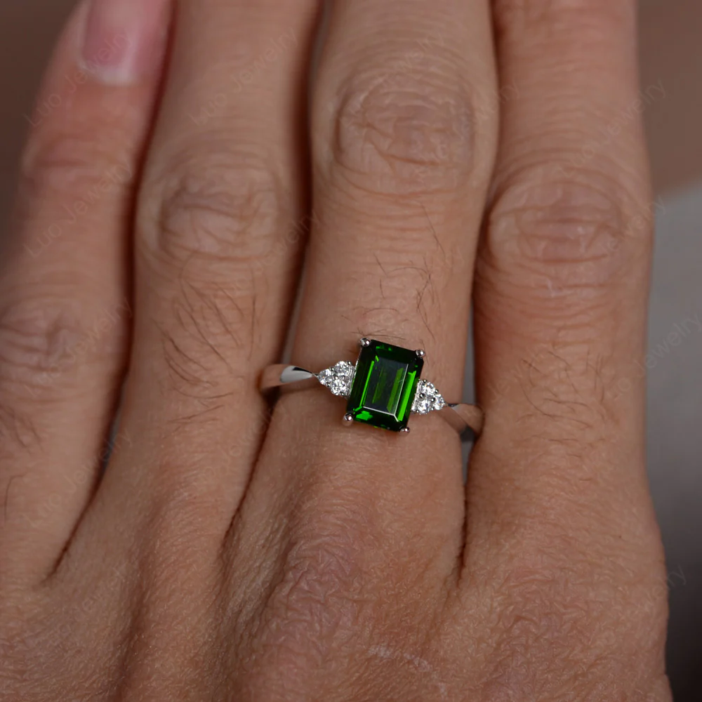 Emerald Cut Diopside Ring - Image 2