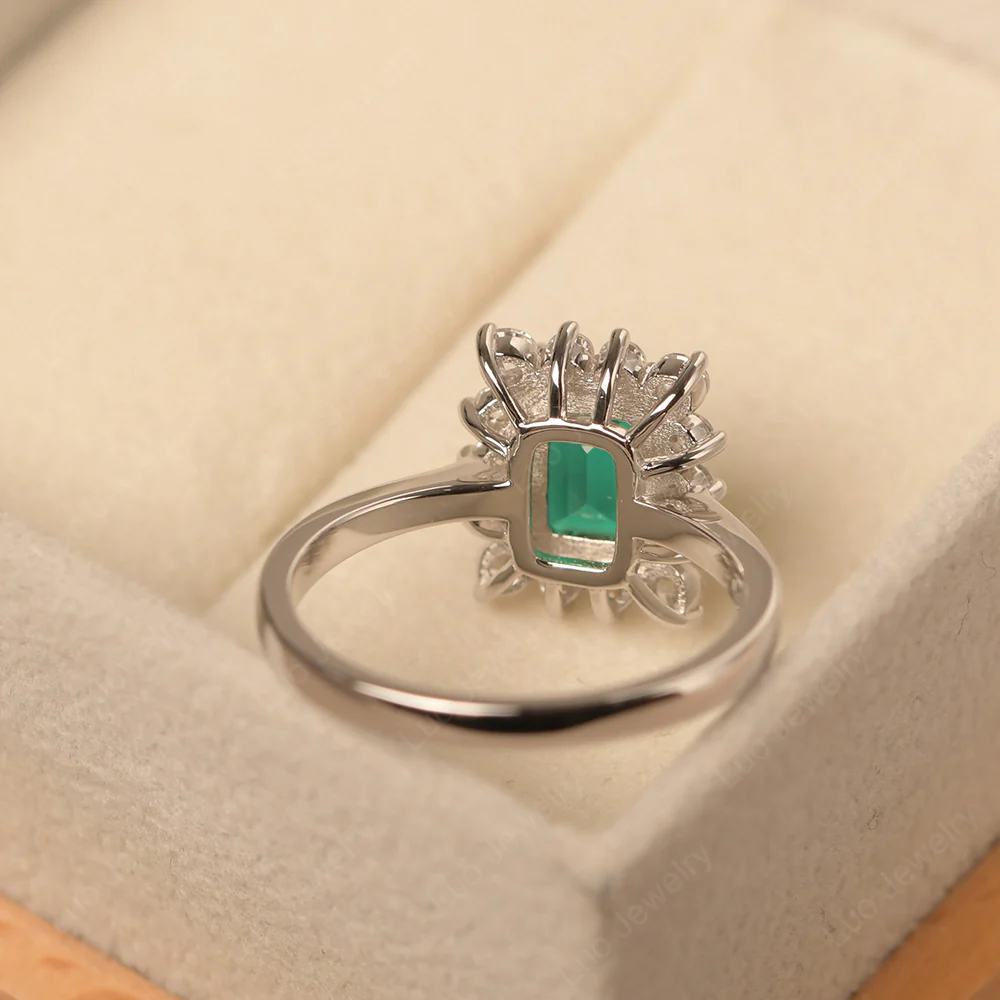 Emerald Emerald Cut Halo Ring - Image 3