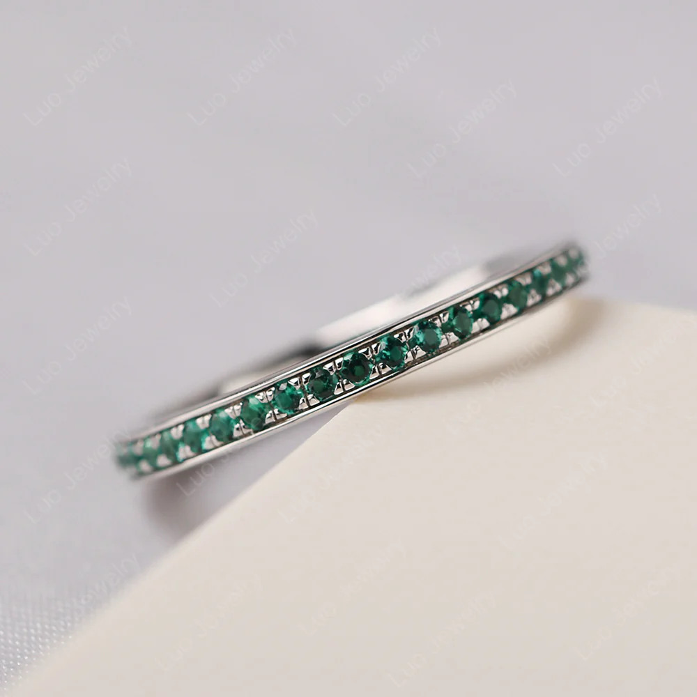 Emerald Eternity Band Ring - Image 2