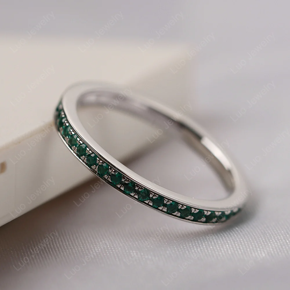 Emerald Eternity Band Ring - Image 4
