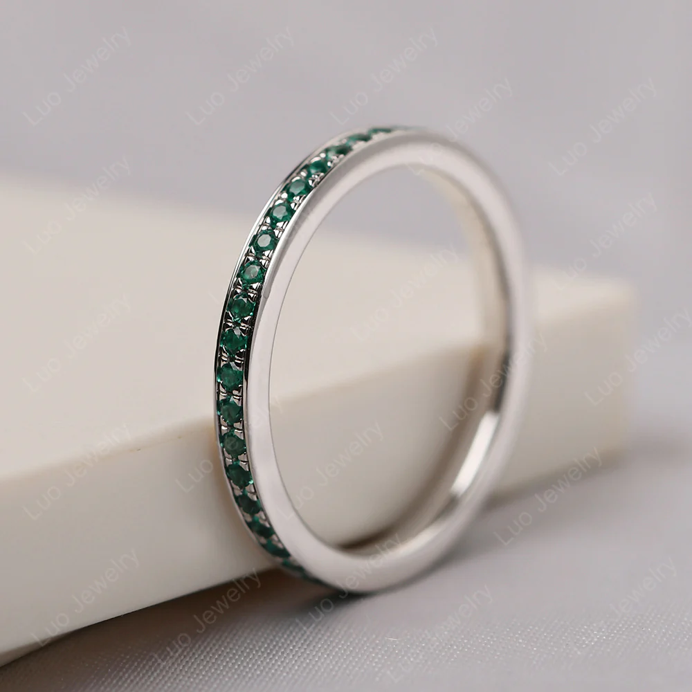 Emerald Eternity Band Ring - Image 5