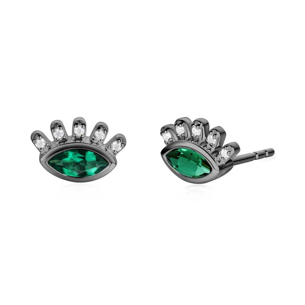 Emerald Evil Eye Stud Earrings - Image 8