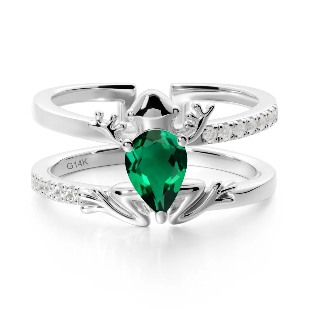 Emerald Frog Double Band Ring