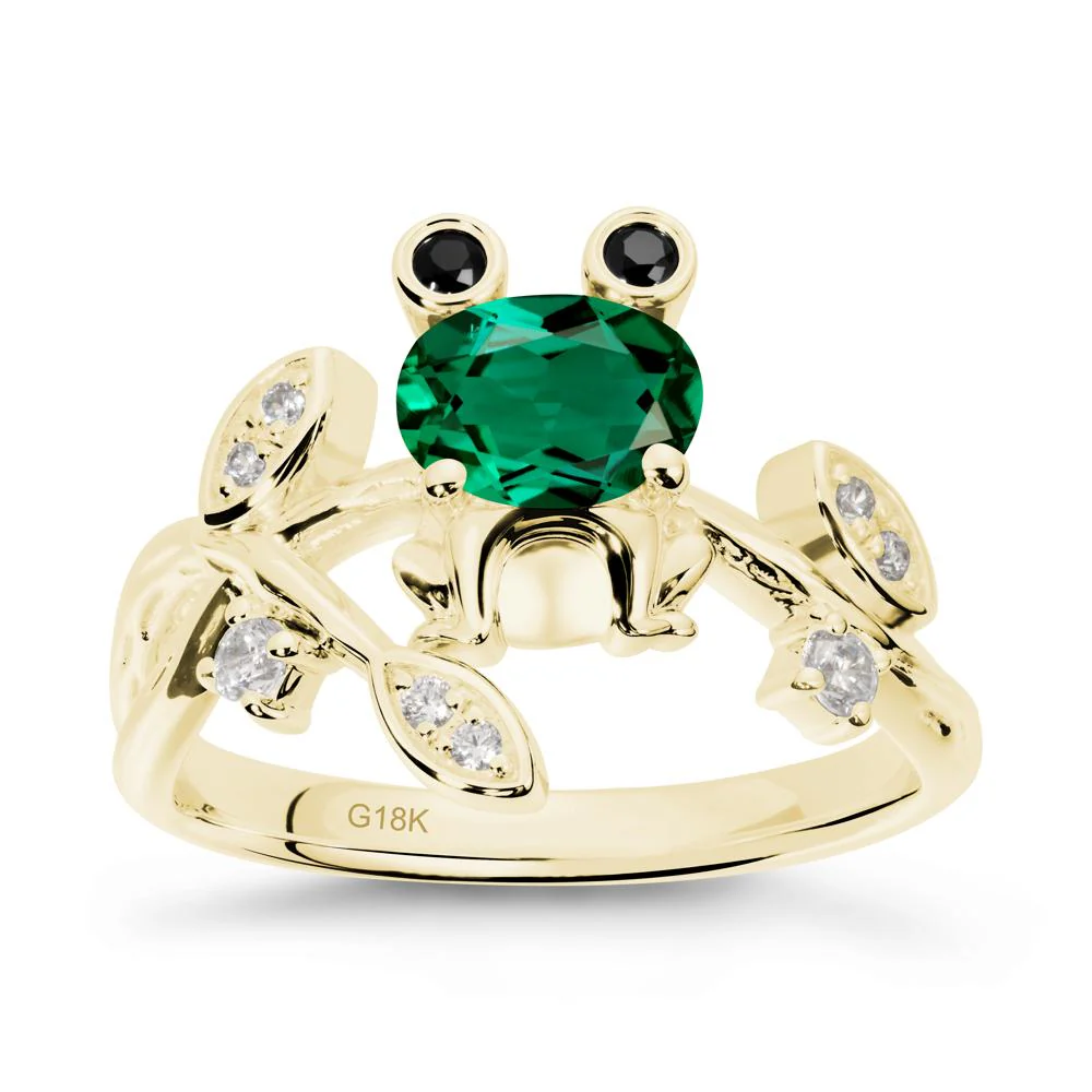 Emerald Frog Ring with Twisting Leaves and Branches - Image 6