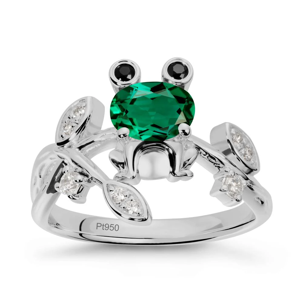 Emerald Frog Ring with Twisting Leaves and Branches - Image 8