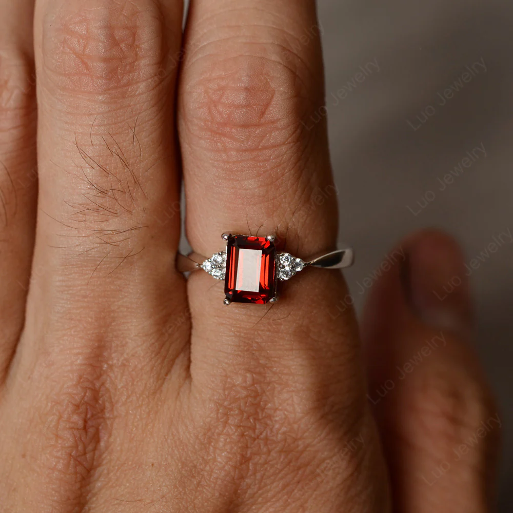Emerald Cut Garnet Ring - Image 2