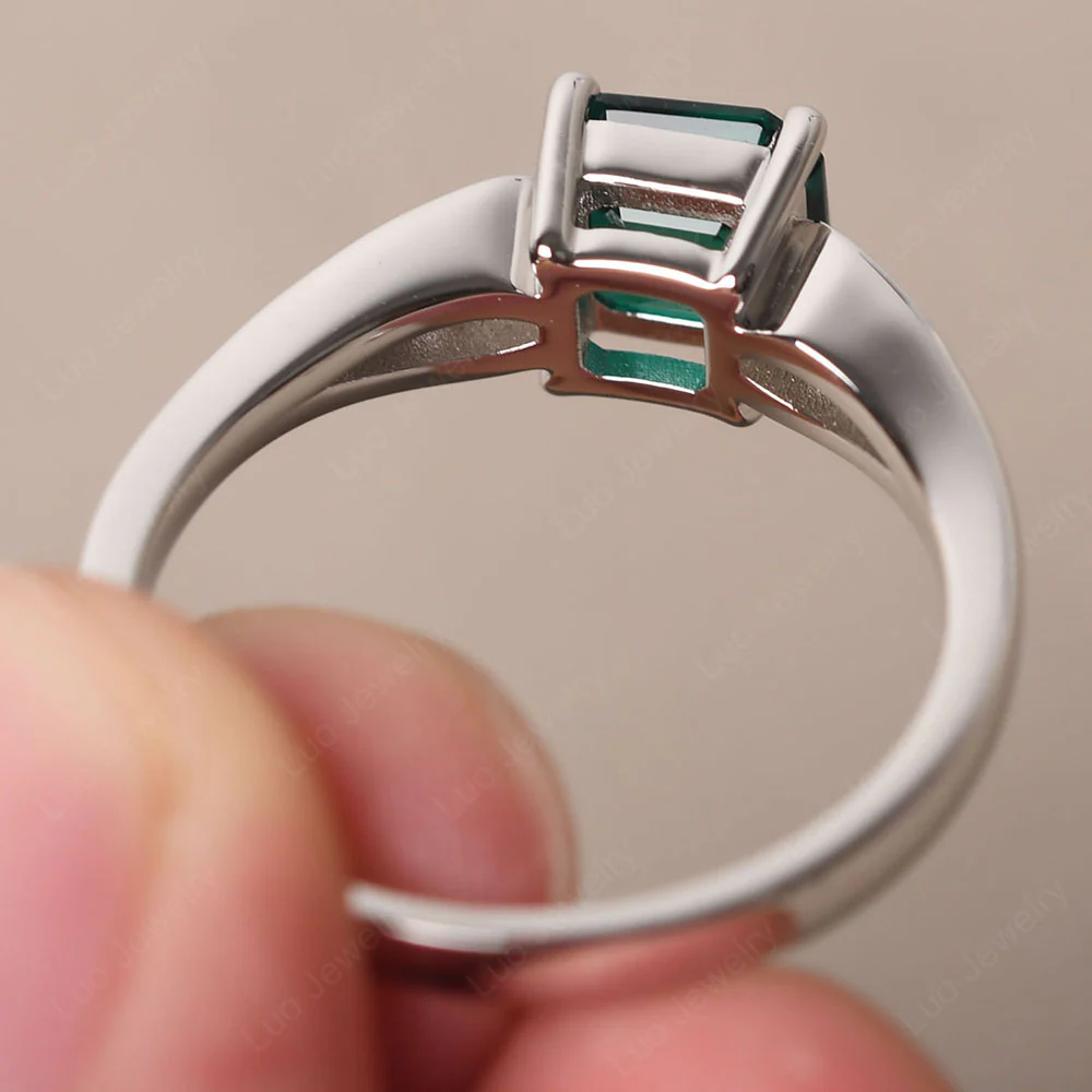 Emerald Ring with Channel Set Band - Image 4