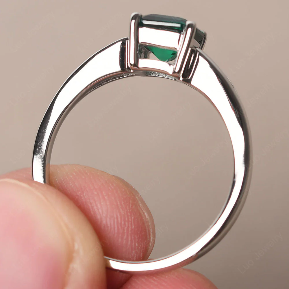 Emerald Ring with Channel Set Band - Image 5