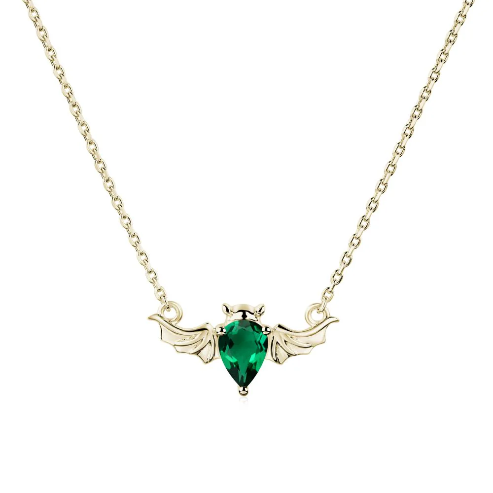 Emerald Gothic Bat Necklace - Image 3