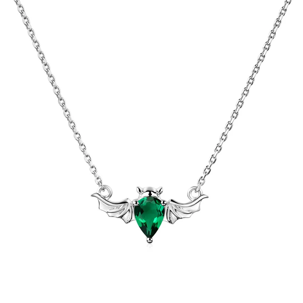 Emerald Gothic Bat Necklace - Image 5