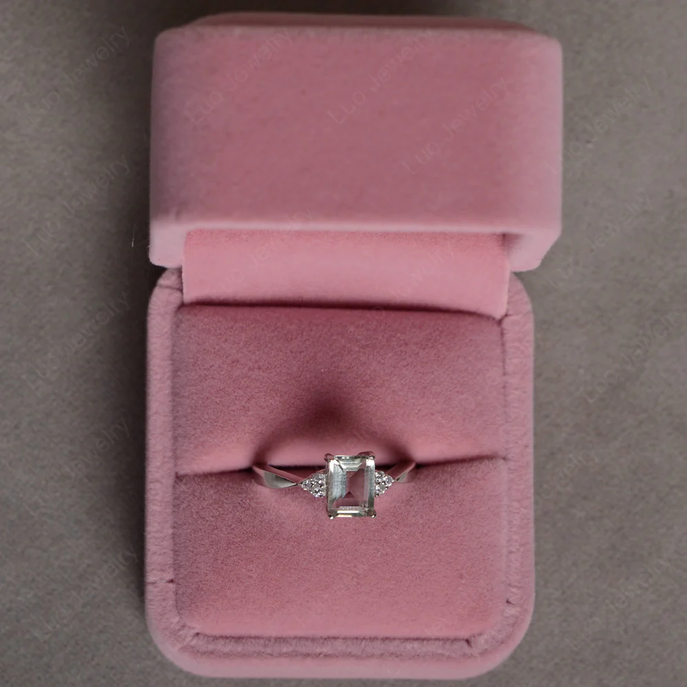 Emerald Cut Green Amethyst Ring - Image 5