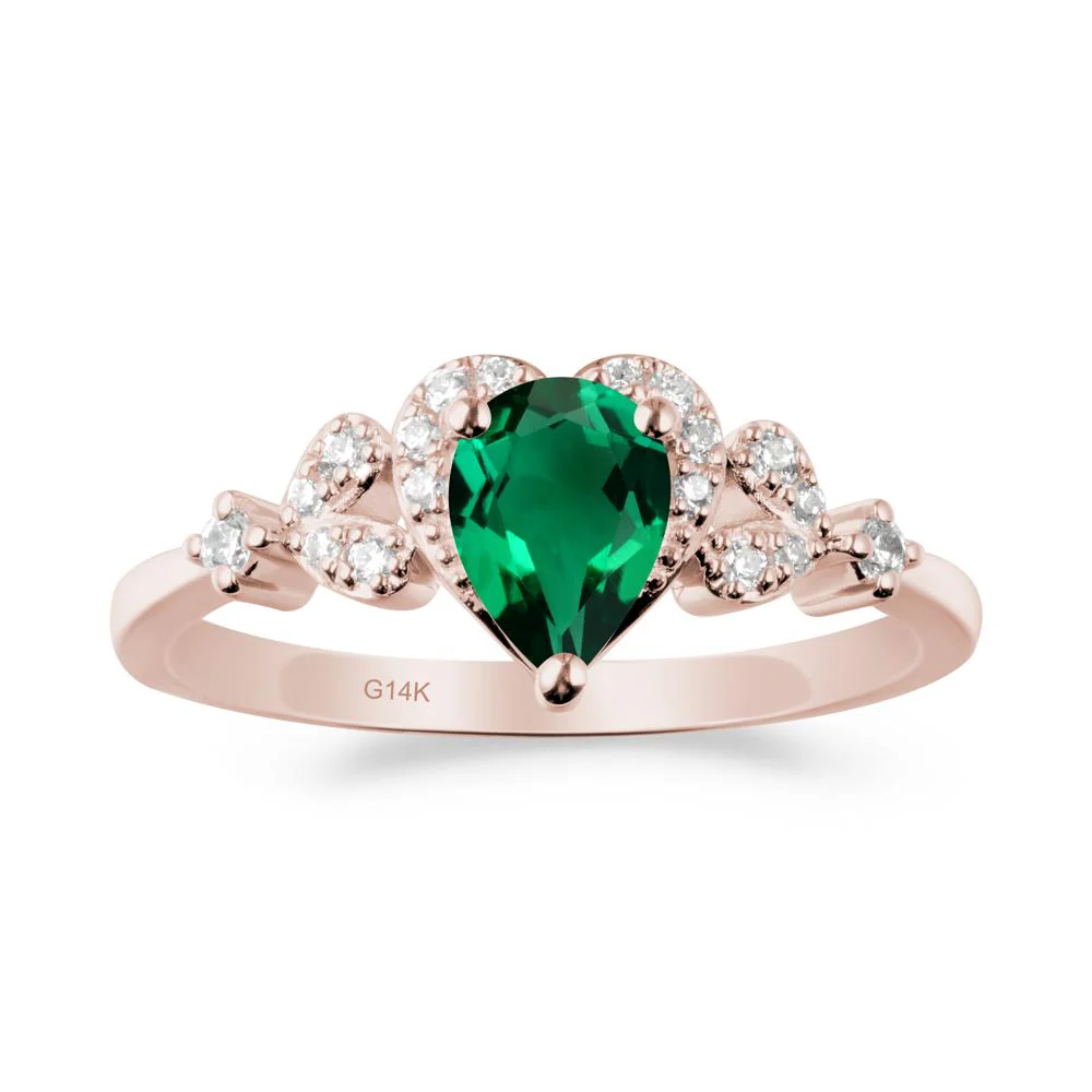 Emerald Heart Ring with Leaf Accents - Image 6