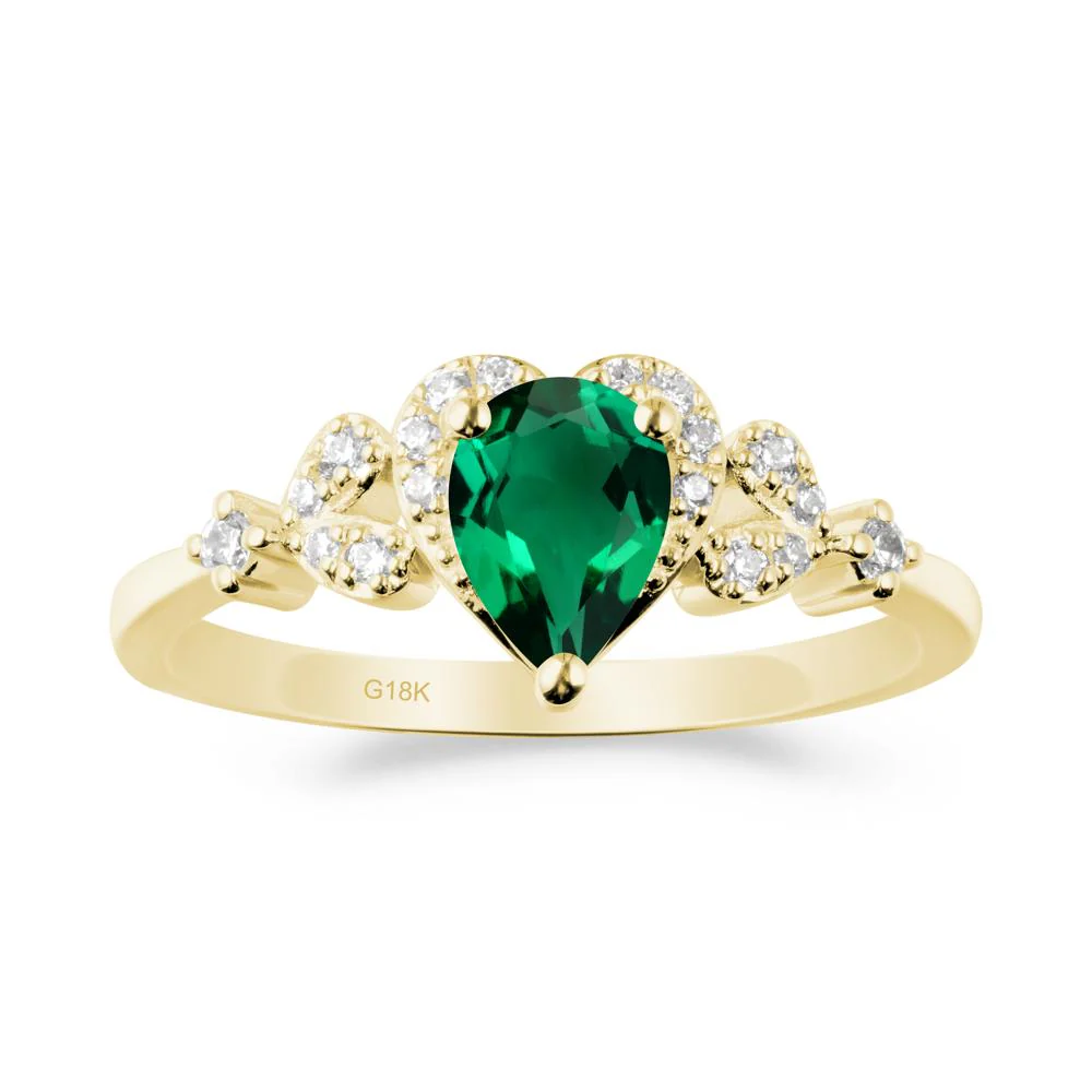 Emerald Heart Ring with Leaf Accents - Image 8