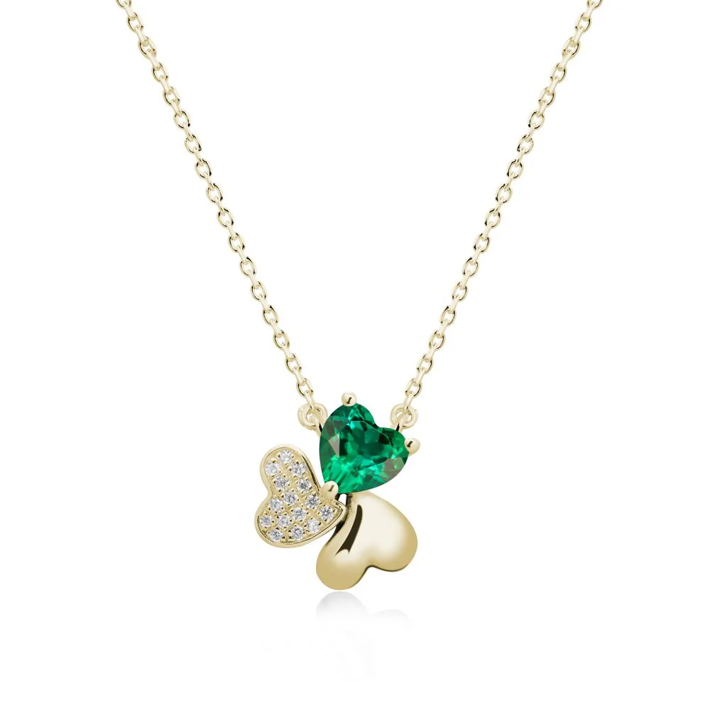 Emerald Heart Shape Shamrock Necklace - Image 3
