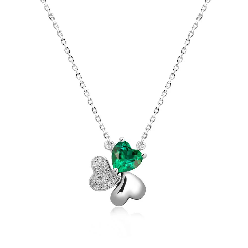 Emerald Heart Shape Shamrock Necklace - Image 9