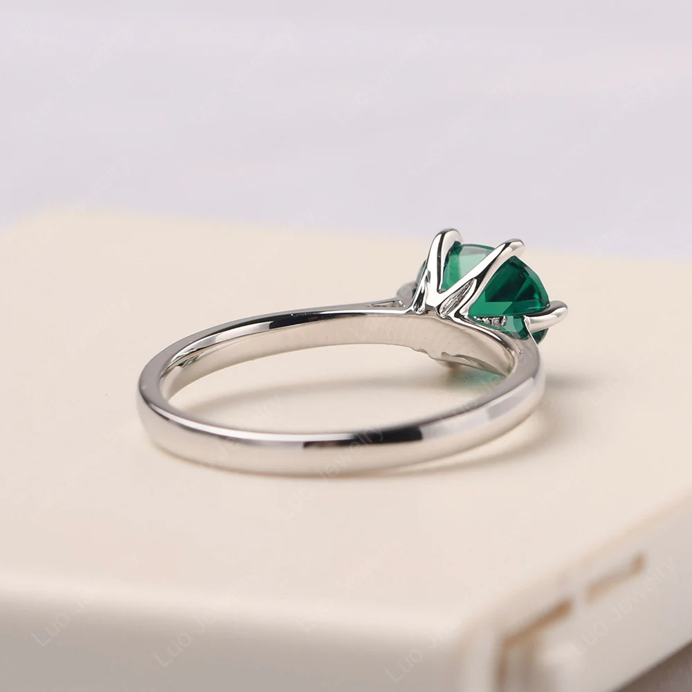 Emerald Six Prong Oval Engagement Ring - Image 3