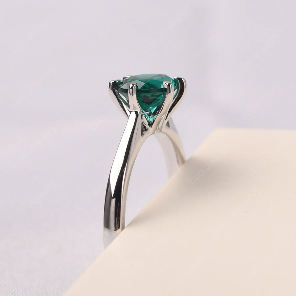 Emerald Six Prong Oval Engagement Ring - Image 4