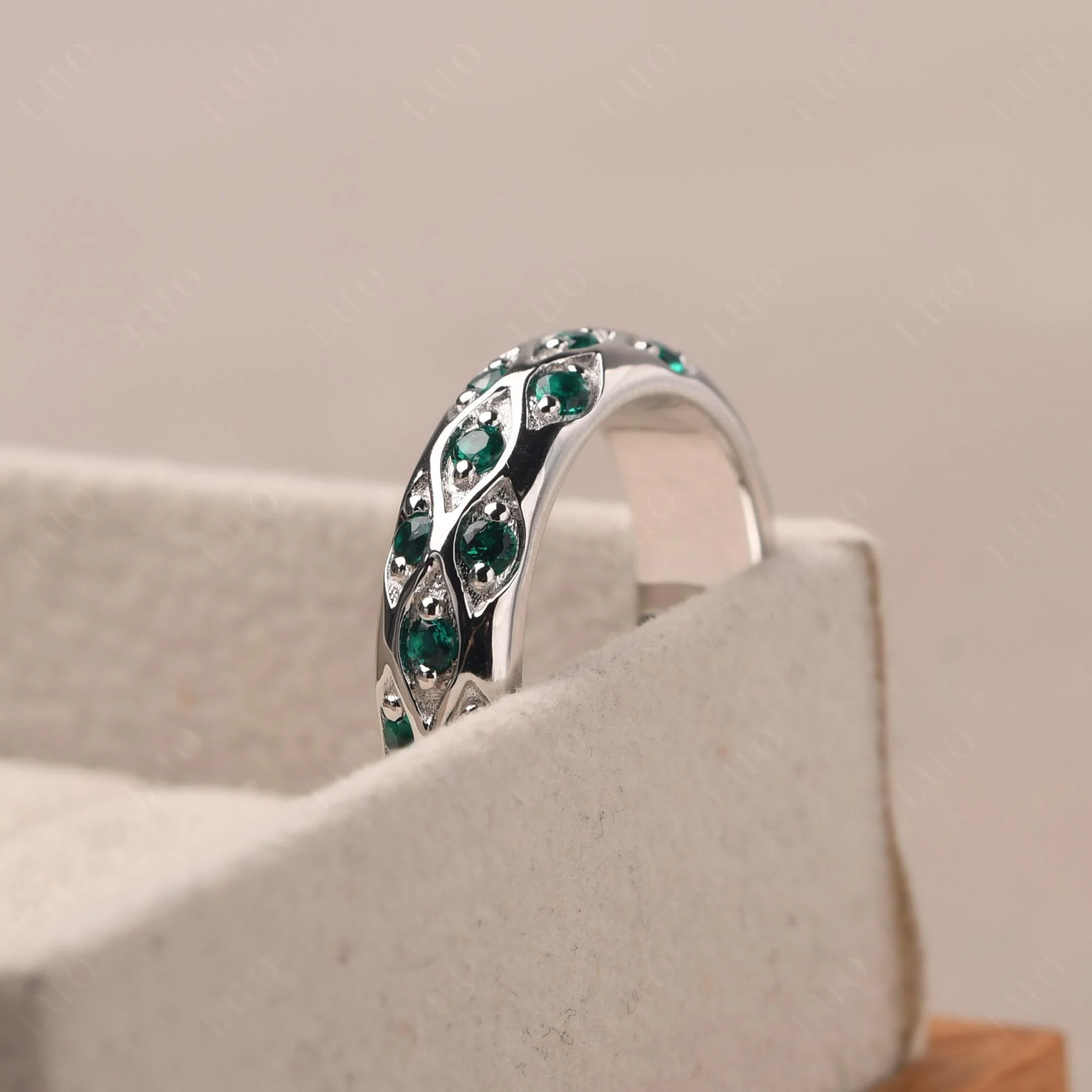 Emerald Mens Eternity Ring - Image 13