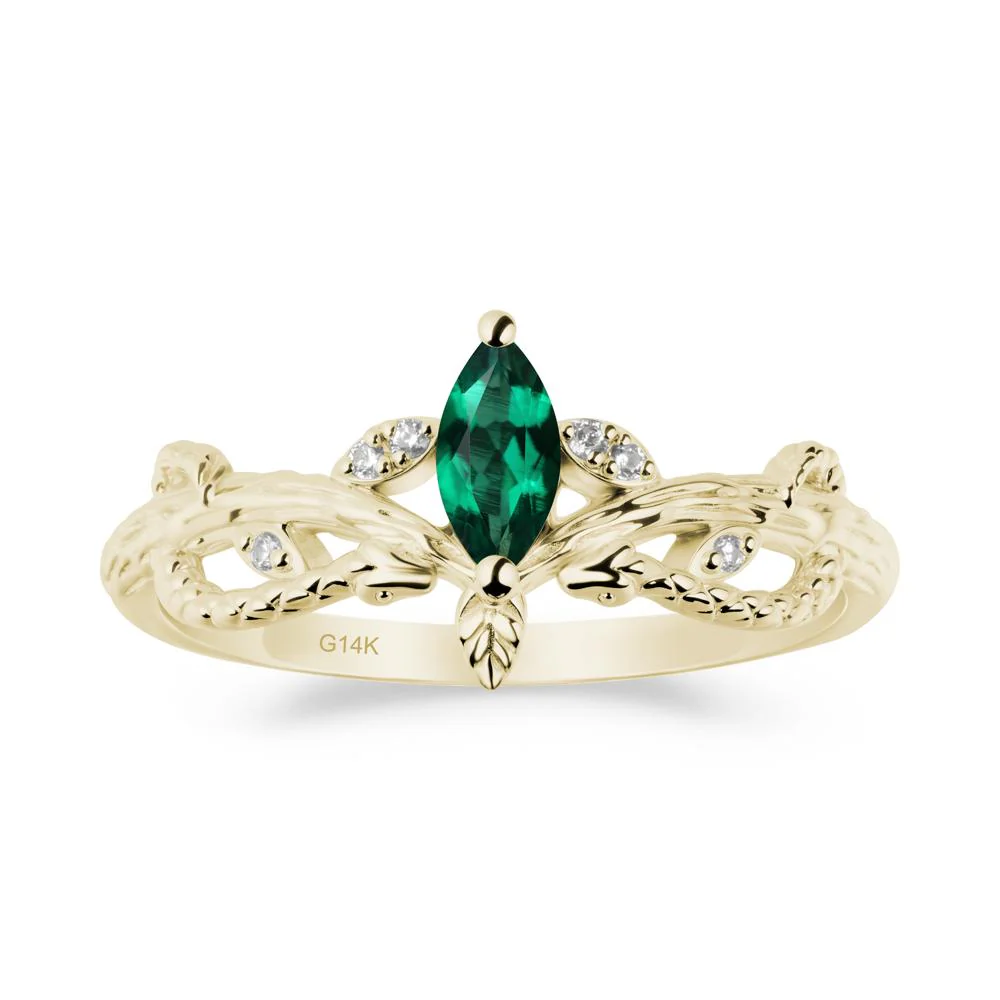 Emerald Intertwined Band Engagement Ring - Image 3