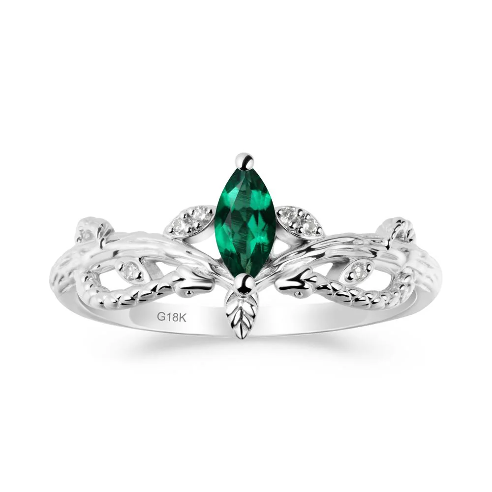 Emerald Intertwined Band Engagement Ring - Image 5