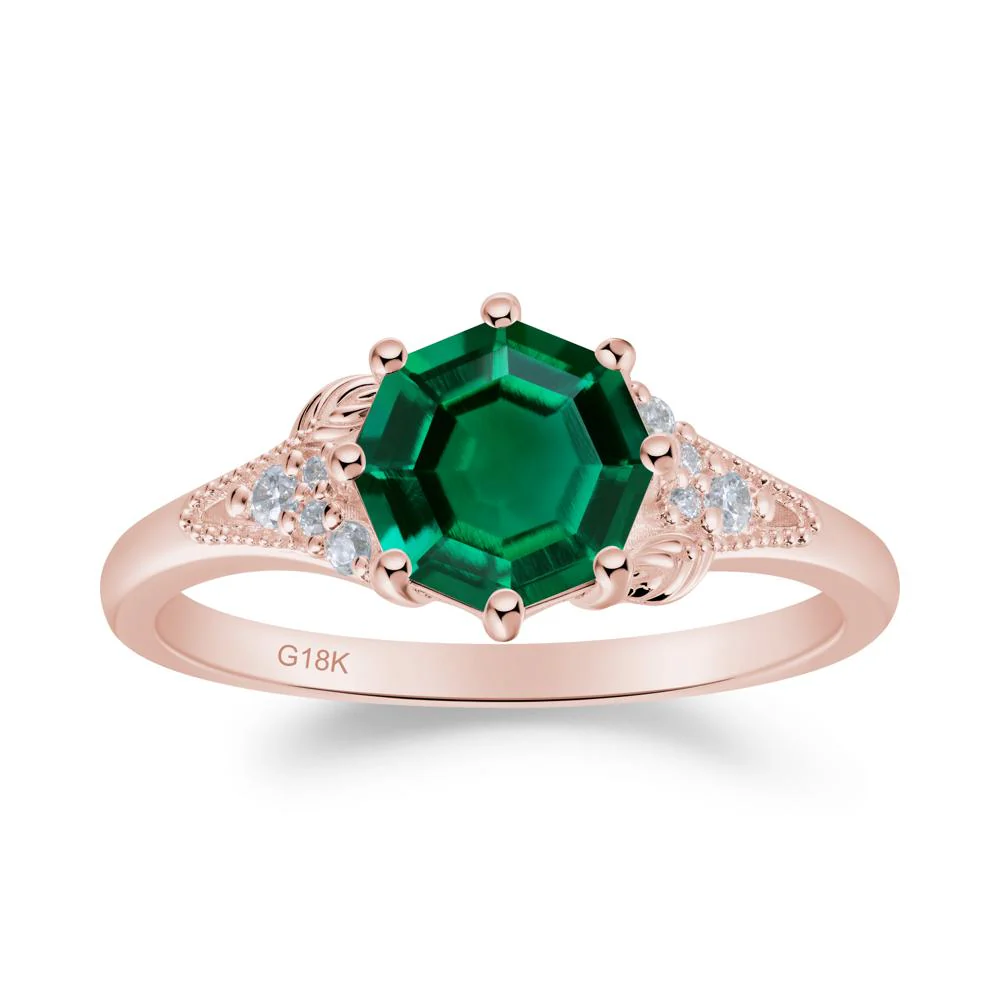 Emerald Leaf and Milgrain Ring - Image 7