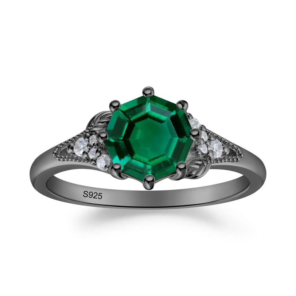 Emerald Leaf and Milgrain Ring - Image 8