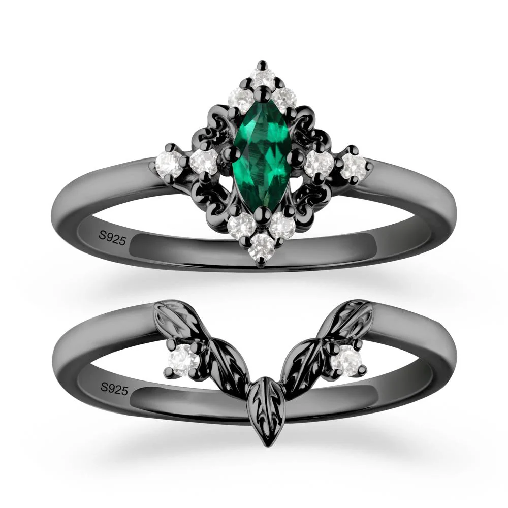 Emerald Leaf Inspired Leaf Inspired Ring Sets