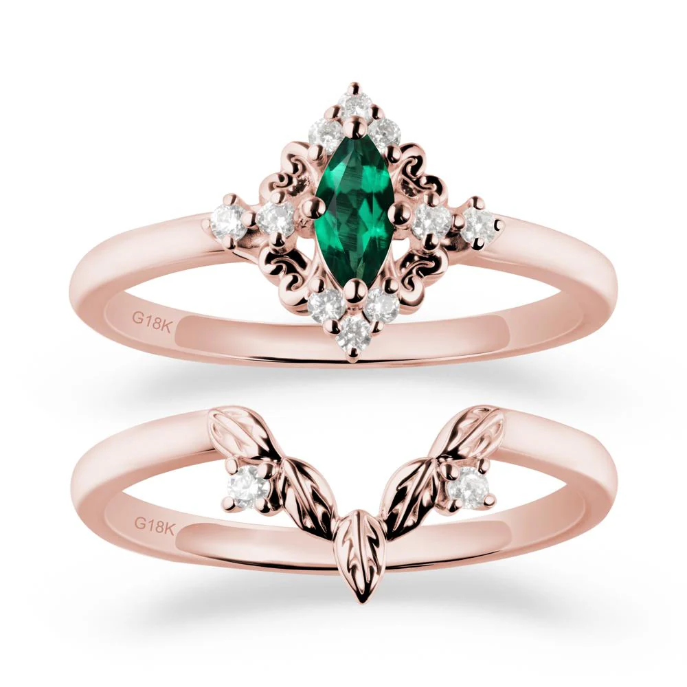 Emerald Leaf Inspired Leaf Inspired Ring Sets - Image 5