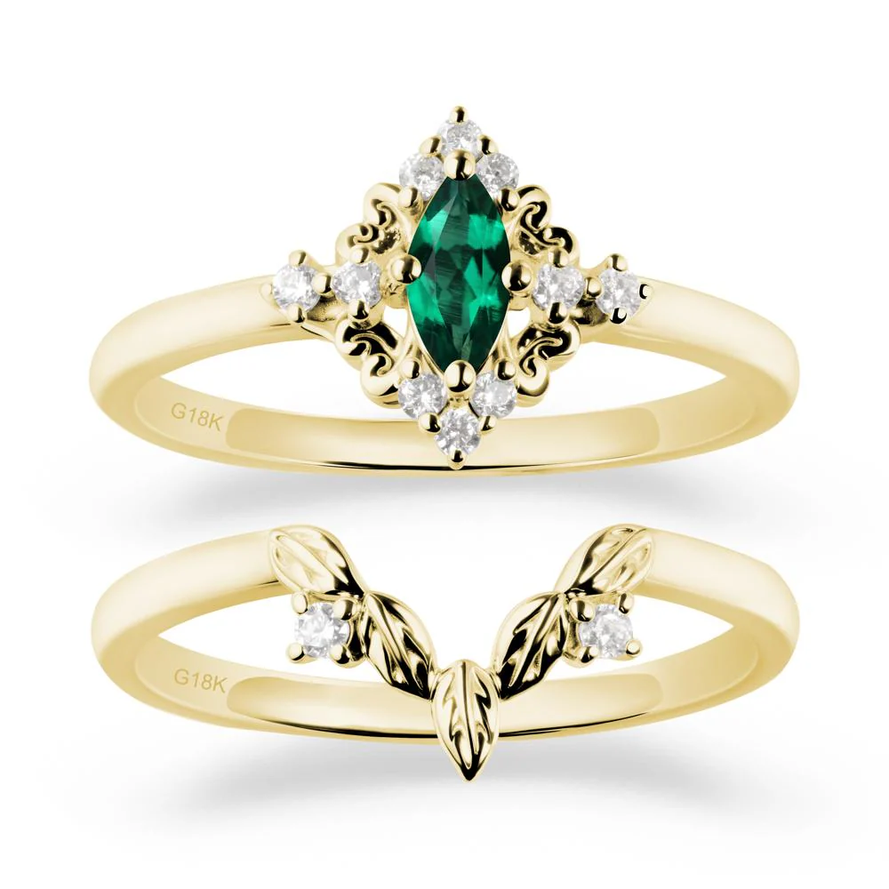 Emerald Leaf Inspired Leaf Inspired Ring Sets - Image 7