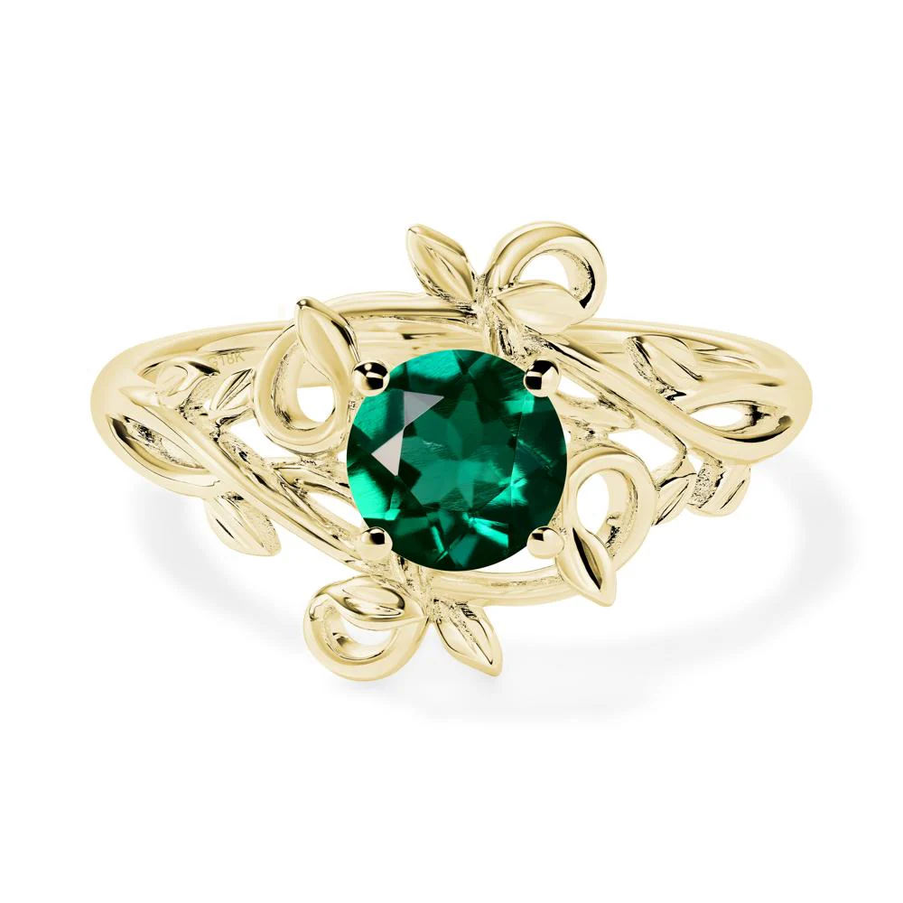 Emerald Leaf and Vine Engagement Ring - Image 8