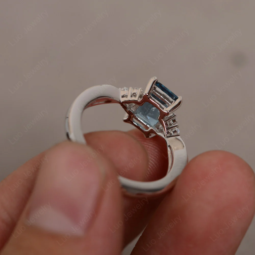 Emerald Cut London Blue Topaz Ring - Image 2