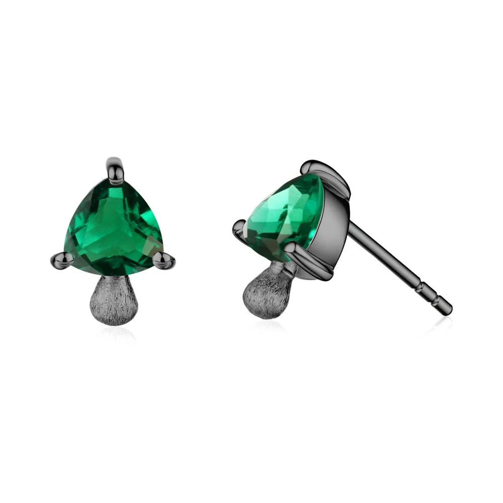 Emerald Mini Mushroom Stud Earrings - Image 4