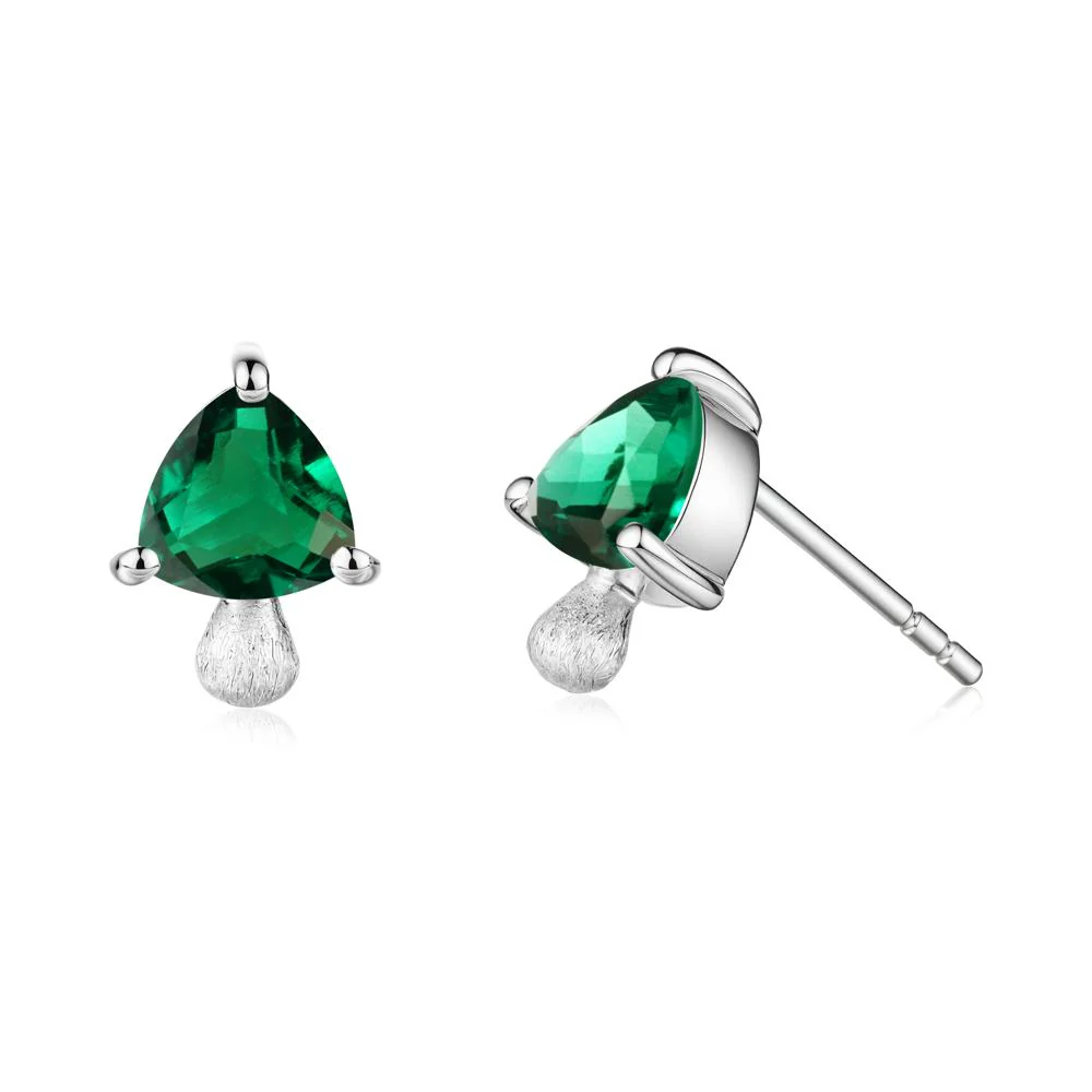 Emerald Mini Mushroom Stud Earrings - Image 5