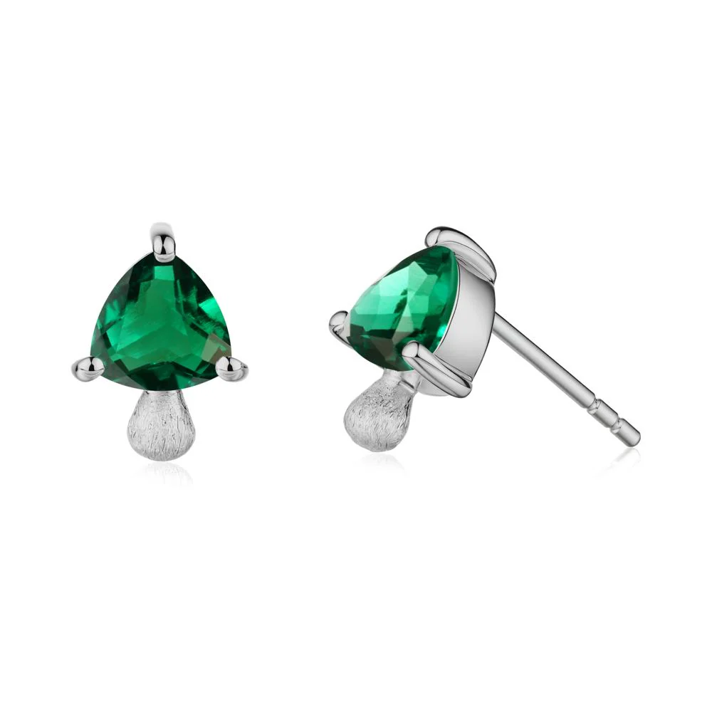 Emerald Mini Mushroom Stud Earrings - Image 9