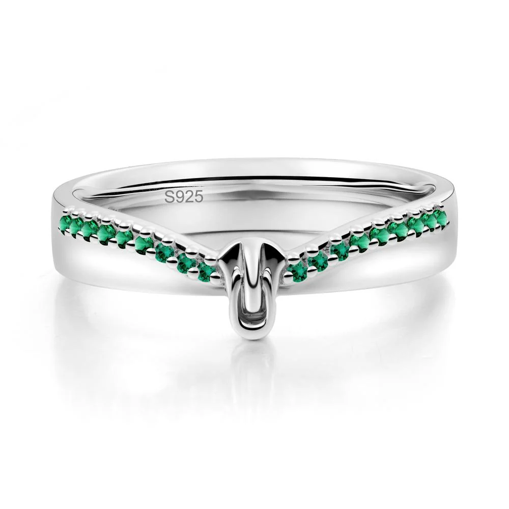 Emerald Modern Chevron Stackable Ring - Image 4