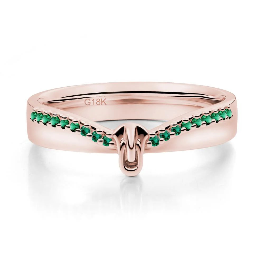 Emerald Modern Chevron Stackable Ring - Image 8